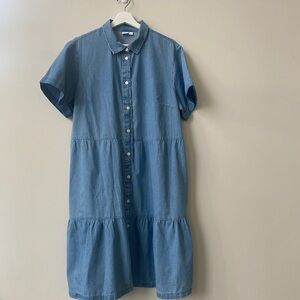 GAP Light Blue Button-Front Denim Shirt Dress